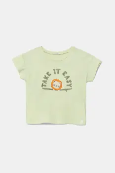 United Colors of Benetton tricou din bumbac pentru bebelusi culoarea verde, cu imprimeu, 3096A106D imagine