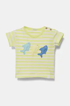 United Colors of Benetton tricou din bumbac pentru bebelusi culoarea verde, cu imprimeu, 34LPA106B imagine