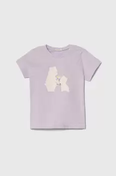 United Colors of Benetton tricou din bumbac pentru bebelusi culoarea violet, modelator imagine