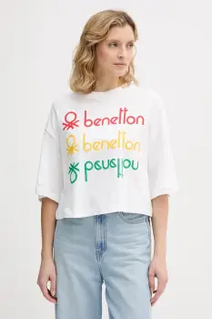 United Colors of Benetton tricou din bumbac x Stranger Things culoarea alb, 3BL0D10BC imagine