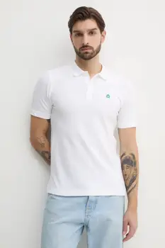 United Colors of Benetton tricou polo barbati, culoarea alb, neted, 3WG9U301Z imagine