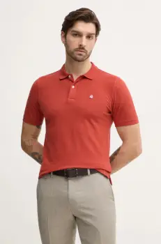 United Colors of Benetton tricou polo barbati, culoarea portocaliu, neted, 3WG9U301Z imagine