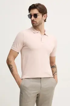 United Colors of Benetton tricou polo barbati, culoarea roz, neted, 3WG9U301Z imagine