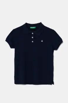 United Colors of Benetton tricou polo copii culoarea alb, neted, 3WG9C300O imagine