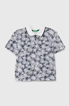 United Colors of Benetton tricou polo copii culoarea albastru marin, cu guler imagine
