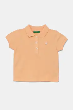 United Colors of Benetton tricou polo copii culoarea portocaliu, cu guler, 3WG9G300A imagine