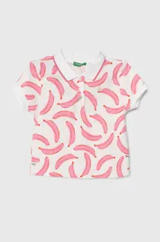 United Colors of Benetton tricou polo copii culoarea roz, cu guler imagine