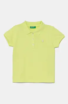 United Colors of Benetton tricou polo copii culoarea verde, cu guler, 3WG9G300A imagine
