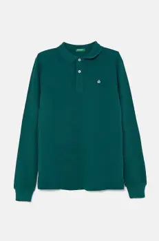 United Colors of Benetton tricou polo copii culoarea verde, neted, 3089C300Z imagine