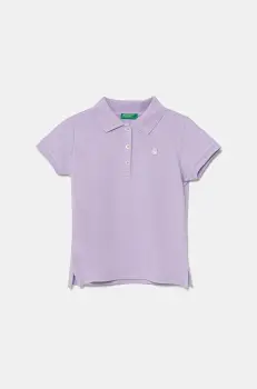 United Colors of Benetton tricou polo copii culoarea violet, cu guler, 3WG9G300A imagine