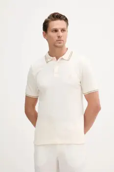 United Colors of Benetton tricou polo culoarea bej, uni, 3F9HU302E imagine