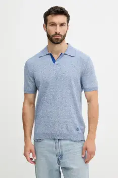 United Colors of Benetton tricou polo culoarea bleumarin, melanj, 115RK301I imagine