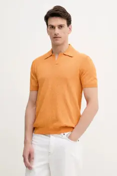United Colors of Benetton tricou polo culoarea portocaliu, melanj, 115RK301I imagine