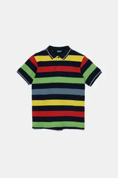United Colors of Benetton tricouri polo din bumbac pentru copii cu imprimeu, 39QAC301T imagine