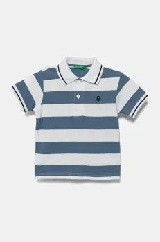 United Colors of Benetton tricouri polo din bumbac pentru copii cu imprimeu, 39QAG300V imagine