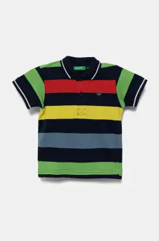 United Colors of Benetton tricouri polo din bumbac pentru copii cu imprimeu, 39QAG300V imagine