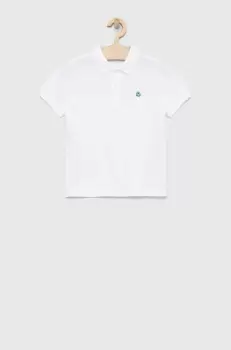 United Colors of Benetton tricouri polo din bumbac pentru copii culoarea alb, neted imagine