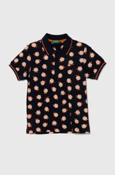 United Colors of Benetton tricouri polo din bumbac pentru copii culoarea albastru marin, modelator imagine