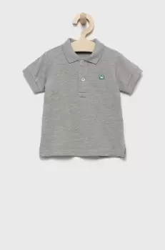 United Colors of Benetton tricouri polo din bumbac pentru copii culoarea gri, neted imagine