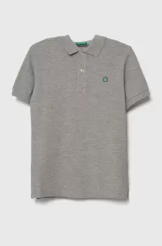 United Colors of Benetton tricouri polo din bumbac pentru copii culoarea gri, neted imagine