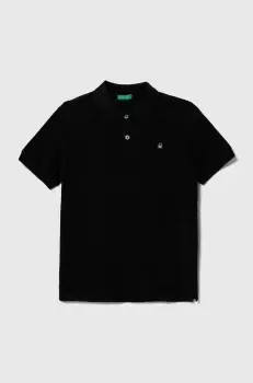 United Colors of Benetton tricouri polo din bumbac pentru copii culoarea negru, neted imagine
