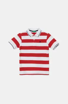 United Colors of Benetton tricouri polo din bumbac pentru copii culoarea rosu, cu imprimeu, 39QAC301T imagine