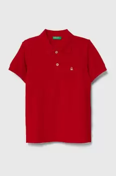 United Colors of Benetton tricouri polo din bumbac pentru copii culoarea rosu, neted imagine