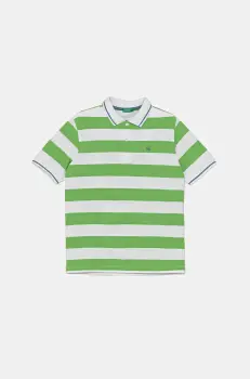 United Colors of Benetton tricouri polo din bumbac pentru copii culoarea verde, cu imprimeu, 39QAC301T imagine