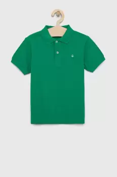United Colors of Benetton tricouri polo din bumbac pentru copii culoarea verde, neted imagine