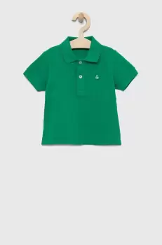United Colors of Benetton tricouri polo din bumbac pentru copii culoarea verde, neted imagine
