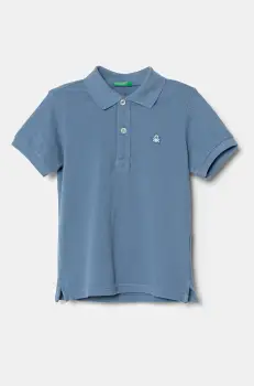United Colors of Benetton tricouri polo din bumbac pentru copii neted, 3089G3008 imagine