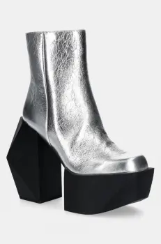 United Nude cizme de piele Stage Boot femei, culoarea argintiu, cu toc drept, 1075314116 imagine