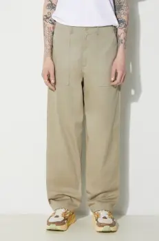 Universal Works pantaloni de bumbac Fatigue Pant culoarea bej, drept, 132.STONE imagine