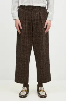 Universal Works pantaloni din lana culoarea verde, drept, 31156 imagine