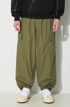 Universal Works pantaloni Loose Cargo Pant barbati, culoarea verde, cu fason cargo, 30143.OLIVE imagine