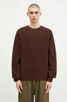 Universal Works pulover de lana barbati, culoarea maro, light, 31760 imagine