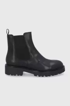 Vagabond Ghete Chelsea de piele femei, culoarea negru, cu toc plat imagine