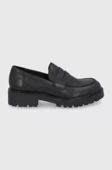 Vagabond Pantofi de piele femei, culoarea negru, cu toc plat imagine