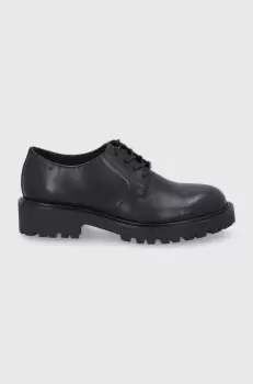 Vagabond Pantofi de piele femei, culoarea negru, cu toc plat imagine