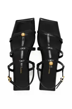 Vanda Novak sandale de piele Bianca femei, culoarea negru imagine