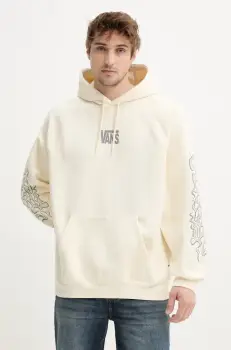 Vans bluza barbati, culoarea bej, cu gluga, cu imprimeu, VN000M2QC9F1 imagine