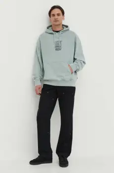 Vans bluza barbati, culoarea verde, cu gluga, cu imprimeu imagine