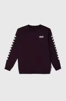 Vans bluza copii EXPOSITION CHECK CREW culoarea violet, cu imprimeu imagine