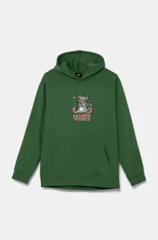 Vans bluza copii Frizz Loose Pullover culoarea verde, cu gluga, cu imprimeu, VN000MH6BR11 imagine