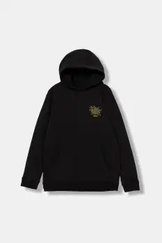 Vans bluza copii Scratched Records Pullover culoarea negru, cu gluga, cu imprimeu, VN000PXDBLK1 imagine