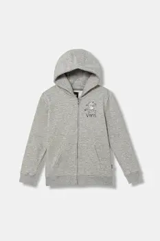 Vans bluza copii Sk8 Posse Full Zip culoarea gri, cu gluga, cu imprimeu, VN000PYU02F1 imagine
