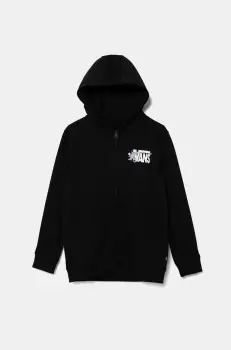 Vans bluza copii VSuper FZ culoarea negru, cu gluga, cu imprimeu, VN000MHRBLK1 imagine