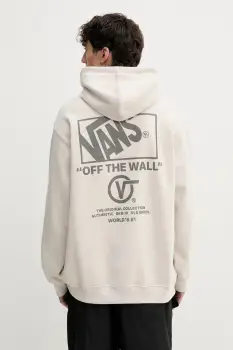Vans bluza culoarea bej, cu gluga, cu imprimeu, VN000PGMEN91 imagine