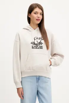 Vans bluza culoarea bej, cu gluga, cu imprimeu, VN000Q37EN91 imagine