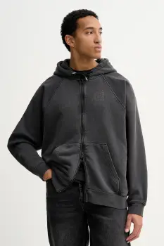 Vans bluza culoarea gri, cu gluga, uni, VN000PJMBLK1 imagine